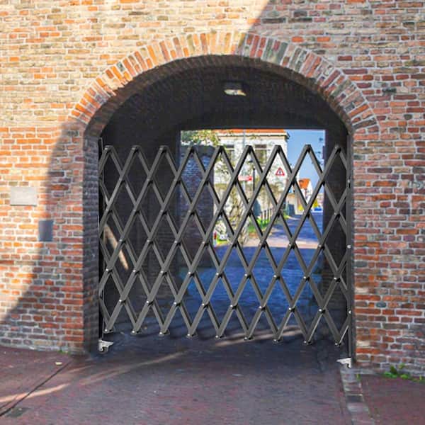 Single Folding Security Gate, 6-1/2 ft. H x 7-1/2 ft. W Folding Door Gate, Steel Accordion Security Gate, Expanding