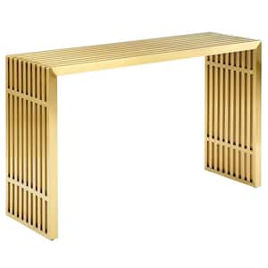 47 in. Gold Rectangle Metal Console Table