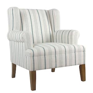 Multi-Color with Wing Back Fabric Upholstered Wooden Accent Chair
