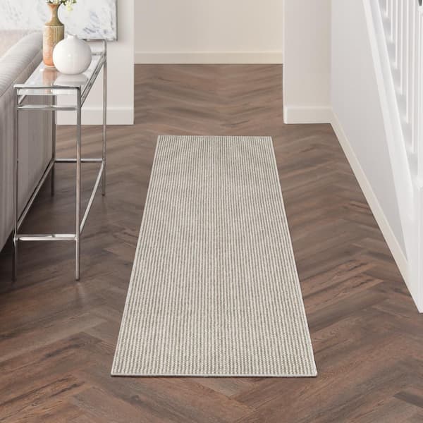 Textured Home Ivory Mocha 2 ft. x 6 ft. All-over design Contemporary Runner Area Rug