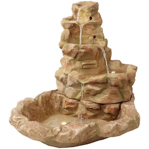 42 in. Lighted Stone Springs Water Fountain with LED Lights