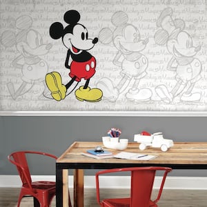 72 in. W x 126 in. H Classic Mickey XL Chair Rail 7-Panel Prepasted Wall Mural