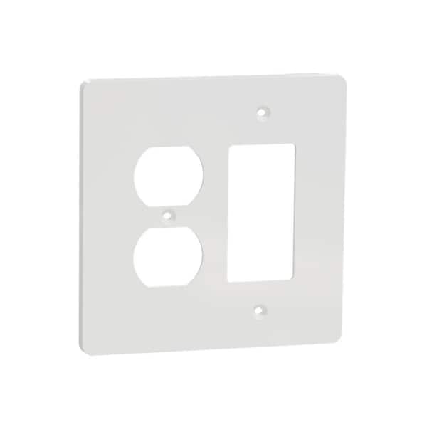 Square D X Series 2-Gang Midsize Plus Combination Decorator/Rocker Duplex Outlet Wall Plate Matte White