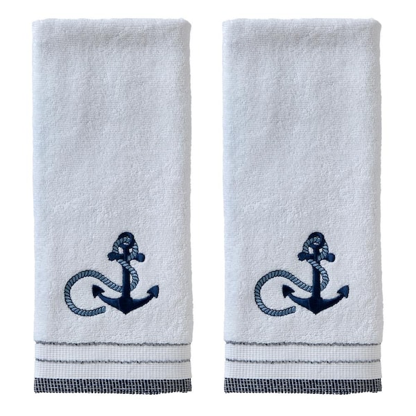  Beach Coastal Hand Towels for Bathroom,Cotton Soft Absorbent  Nautical Ocean Anchor Lighthouse Bath Towels Fingertip Towel Decorative  15.5x29.5 Inch : Home & Kitchen