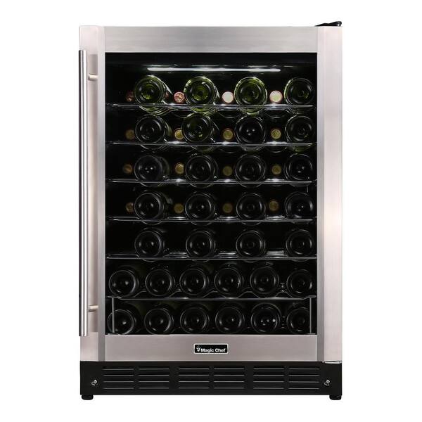 Magic Chef 23 4 In W 50 Bottle Wine Cooler In Stainless Steel Hmwc50st The Home Depot