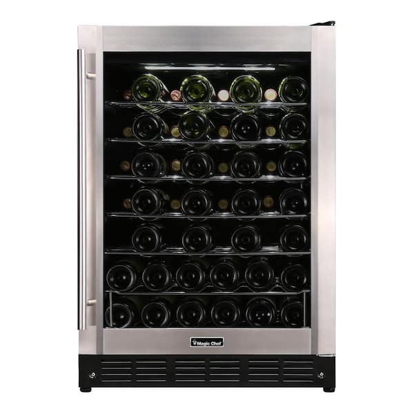 Magic Chef 23.4 in. W 50-Bottle Wine Cooler in Stainless Steel