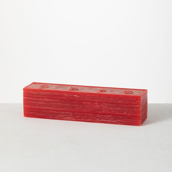 Vance Kitira 12.25" Cranberry Layered Brick Decorative Candle