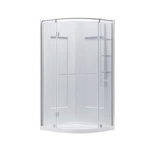 Glamour 35.67 in. x 76.40 in. 2-piece Direct-to-Stud Corner Shower Wall Set in White