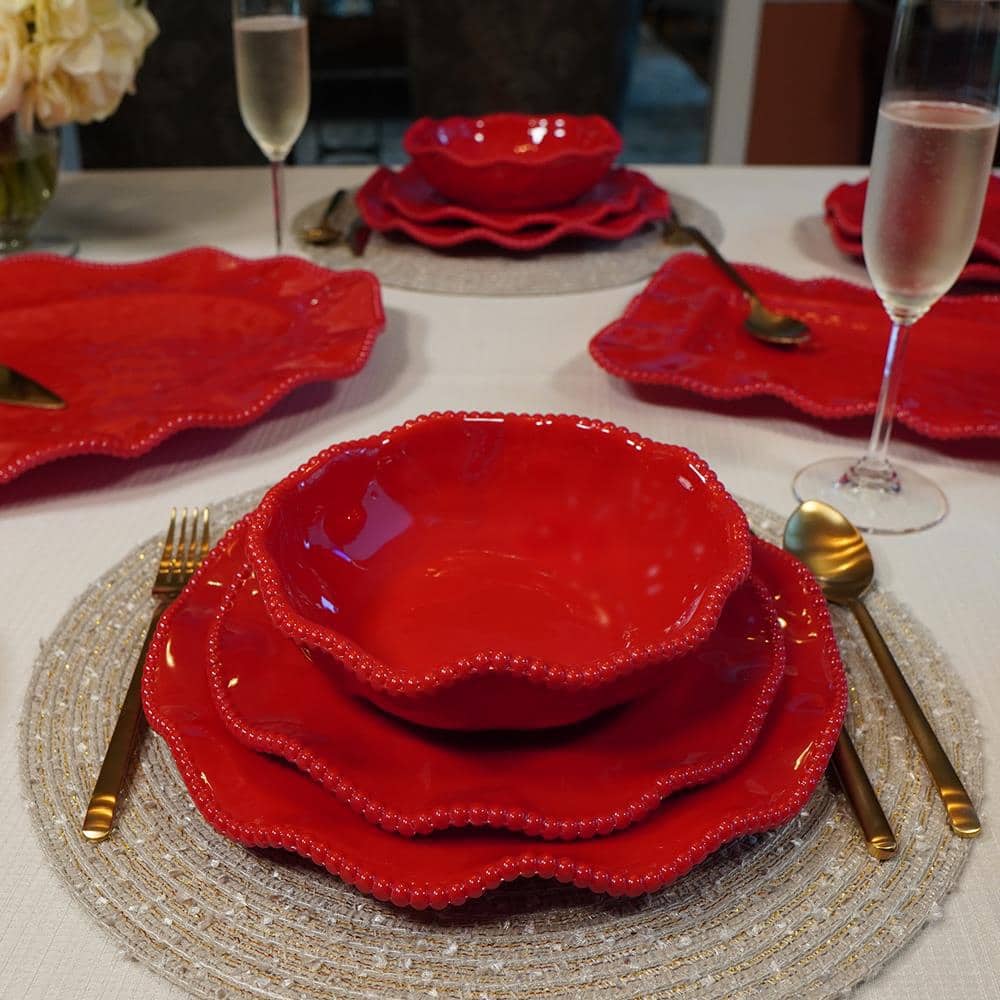 Christmas Gatherings 12-Piece Melamine Holiday Dinnerware Set