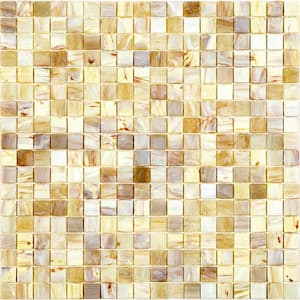 Skosh 11.6 in. x 11.6 in. Glossy Parchment Beige Glass Mosaic Wall and Floor Tile (18.69 sq. ft./case) (20-pack)