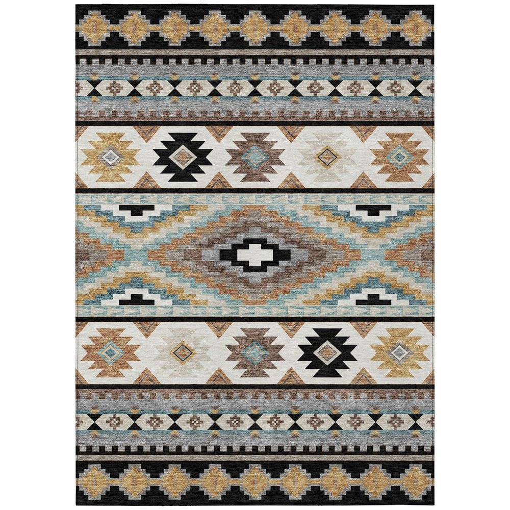 Chantille Machine Washable Indoor/Outdoor Abstract ACN2539 Black 8 ft. x 10 ft. Area Rug price history on PriceWatchPro