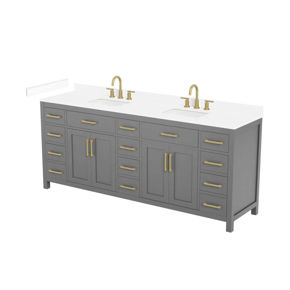 Beckett 84 in. Double Freestanding Dark Gray Bath Vanity with Top price history on PriceWatchPro