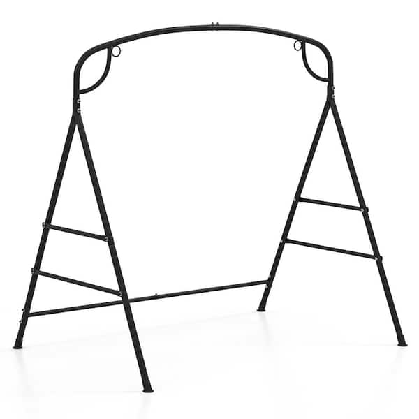 Costway 6 ft. Heavy-Duty A-Shaped Metal Hammock Stand with Double Side Bars in Black