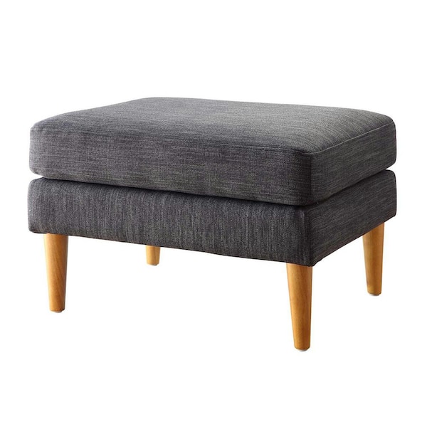 Designs4Comfort Marlow Dark Charcoal Gray Linen Mid Century Ottoman