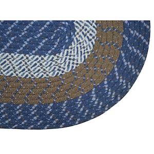 Country Stripe Braid Collection Chambray Stripe 64" x 100" Oval 100% Polypropylene Reversible Area Rug