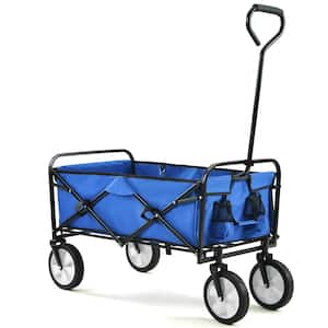 3.2 cu. ft. Blue Metal Garden Cart, Shopping Folding Wagon