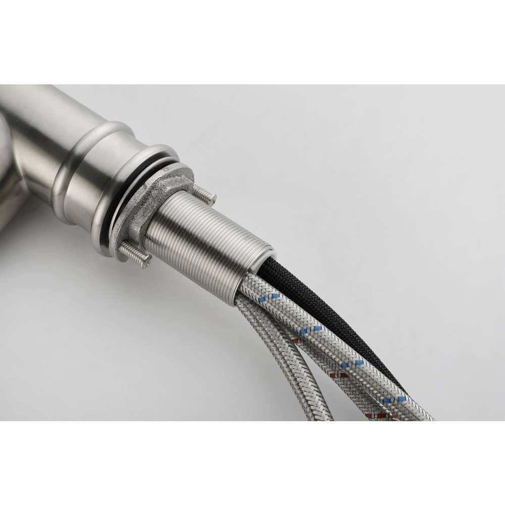 Brushed Nickel High Arc Single Handle Pull Out Kitchen Faucet