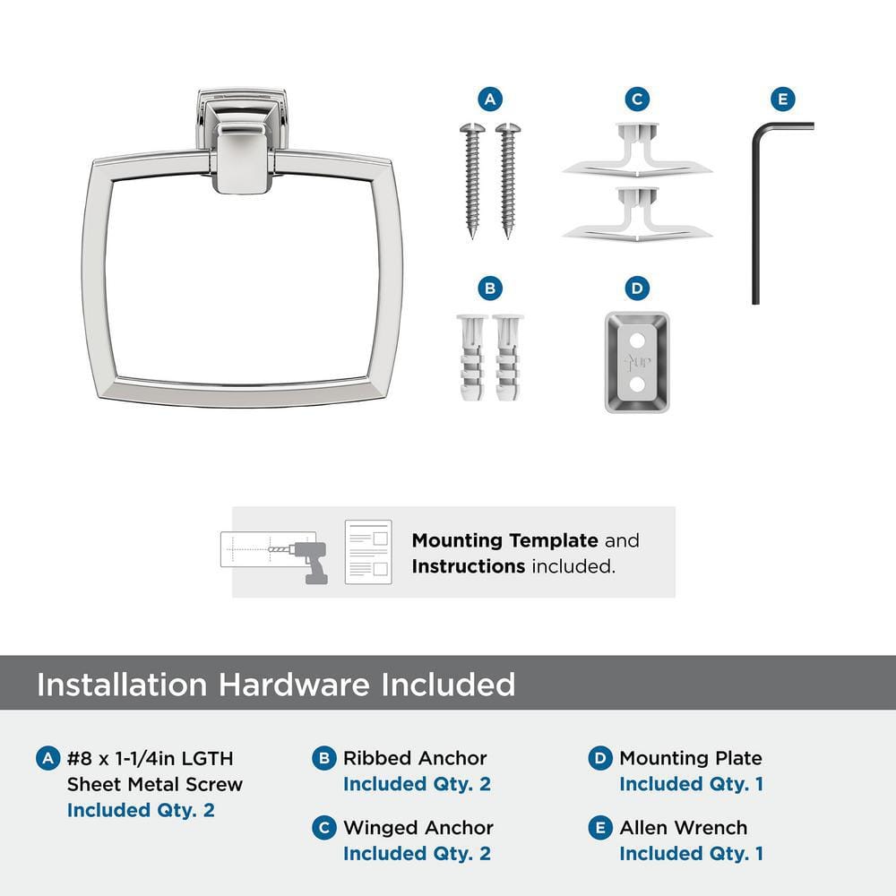 Amerock Chrome Wall Mounted Towel Ring