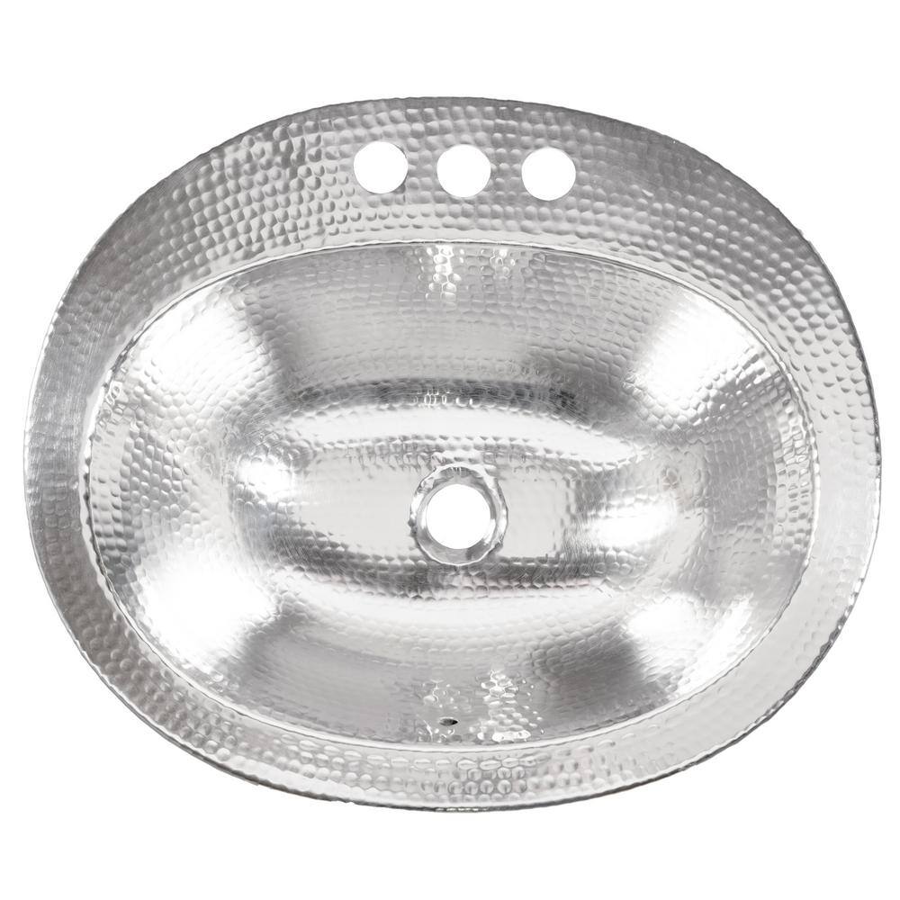 Seville 20" Nickel Oval Drop-In Bath Sink with Chrome Faucet