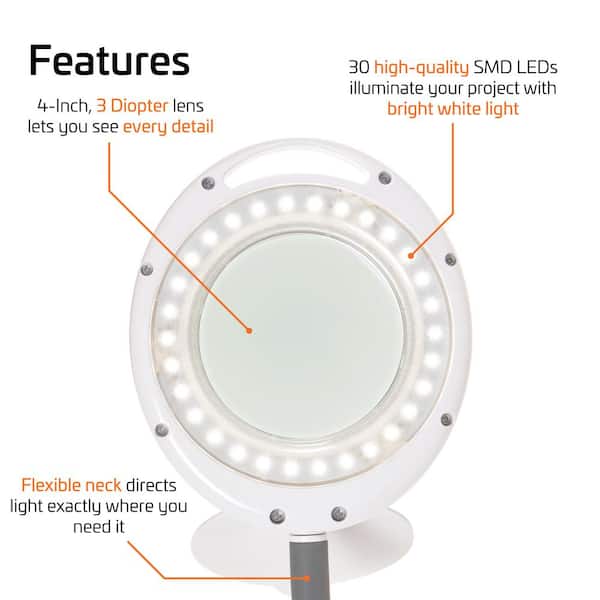 VEVOR Magnifying Glass with Light and Stand, 5X Magnifying Lamp, 4.3 in.  Glass Lens, Base and Clamp 2-in-1 Desk Magnifier YGFDDYDZBCMAJI42JV9 - The  Home Depot