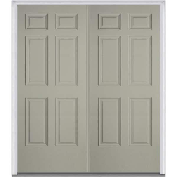 MMI Door 72 in. x 80 in. Classic Left-Hand Inswing 6-Panel Painted Fiberglass Smooth Prehung Front Door with Brickmould