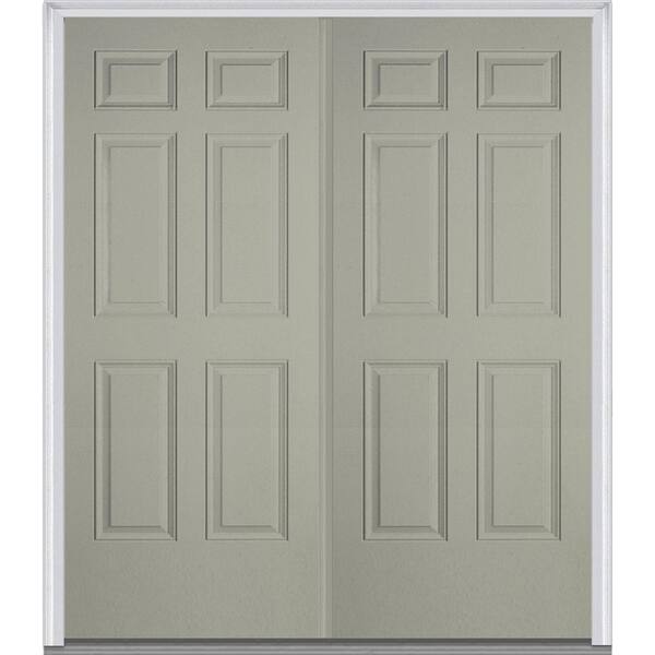 MMI Door 60 in. x 80 in. Classic Left-Hand Inswing 6-Panel Painted Fiberglass Smooth Prehung Front Door with Brickmould