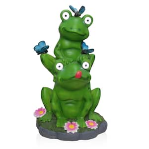 Solar Stacked Frog Statue with LED Lighted Eyes - Large