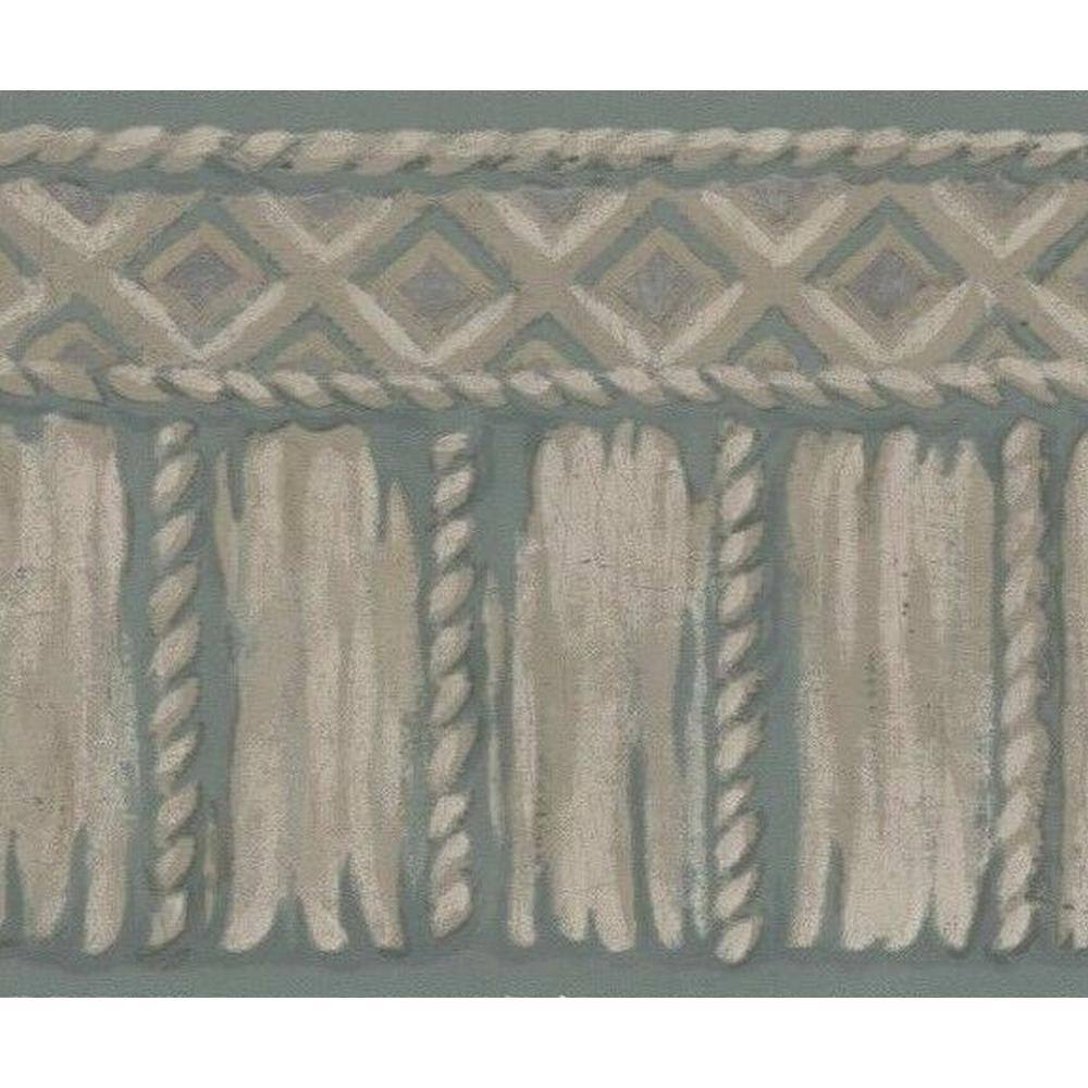 Falkirk Brin Tribal Rope Grey, White Wallpaper Border