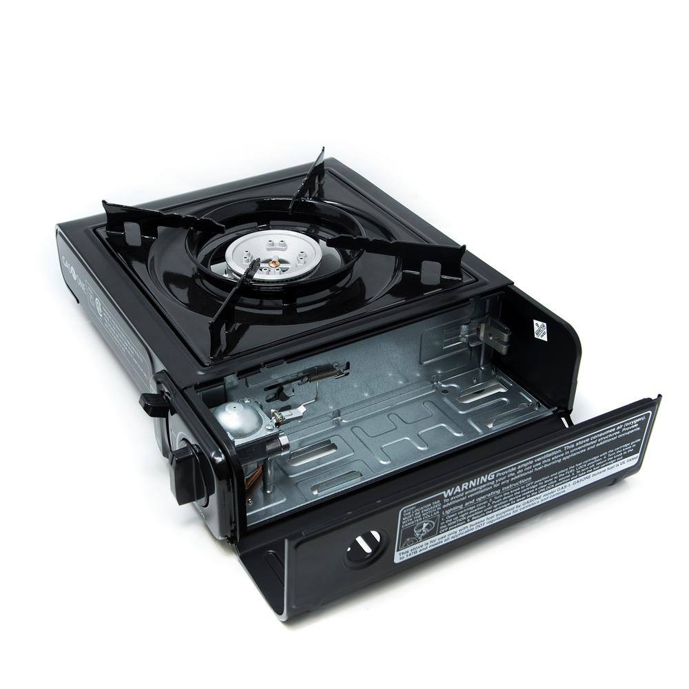 Black Portable Gas Stove with Carrying Case, 9,000 BTU