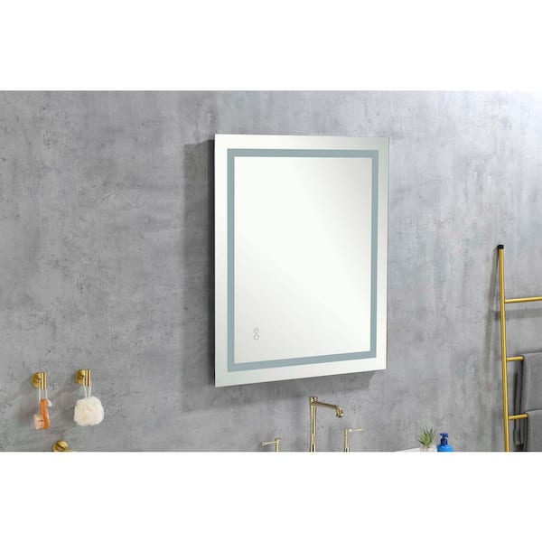 Whatseaso 28 in. W x 36 in. H Rectangular Frameless Anti-Fog Wall Bathroom Vanity Mirror in Silver
