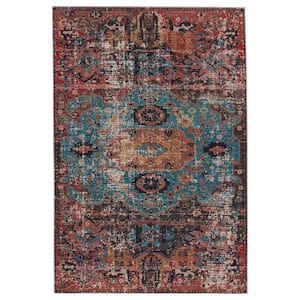 Swoon Red/Teal 5 ft. X 7 ft.3 in. Medallion Rectangle Area Rug