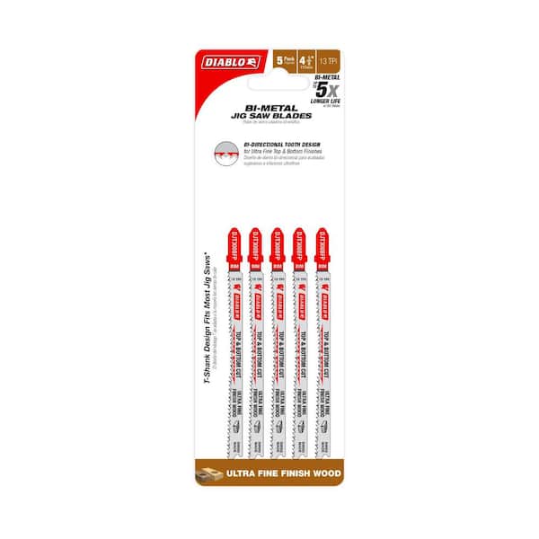 4-1/2 in. x 12 TPI Ultra Fine Finish Bi-Metal Jigsaw Blade (5-Pack) 4-1/2 in. x 12 TPI Ultra Fine Finish Bi-Metal Jigsaw Blade (5-Pack)