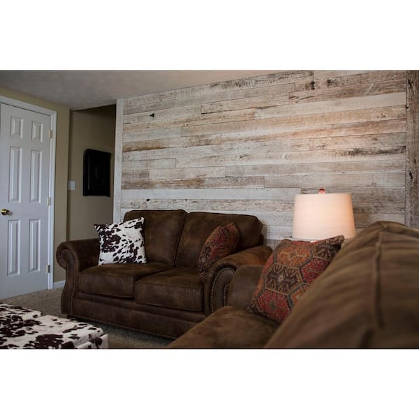 BARNLINE VINTAGE LUMBER CO RECLAIMED INTHE U.S.A. 5/16 in. x 3 in. x  Varying Length Whitewashed Barn Wood Planks (10 sq. ft.) 510697