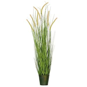 36 in. Artificial Potted Green Grass and Cattails