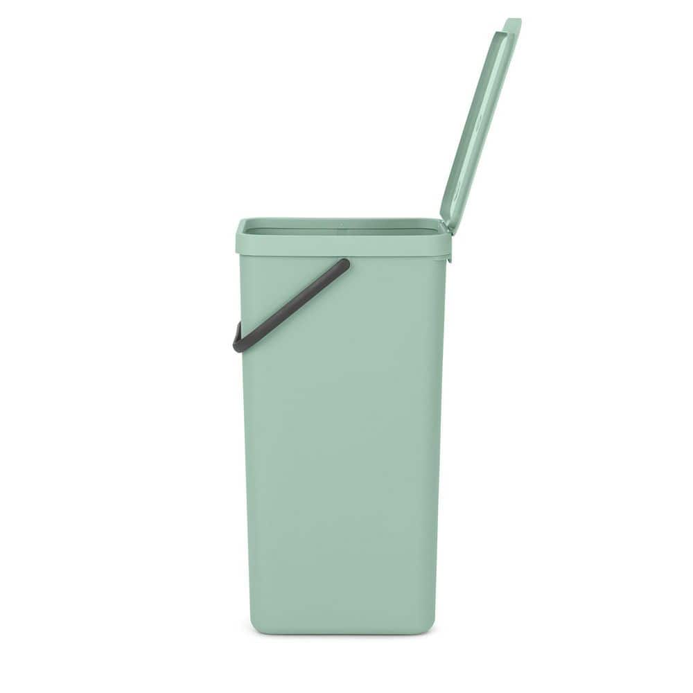 Jade Green Plastic Kitchen Recycling Bin with Removable Lid