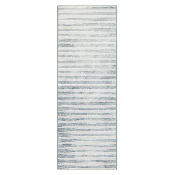 EVERWASH Haven 2 ft. 6 in. x 7 ft. Grey Multi Modern Stripe Washable Area Rug