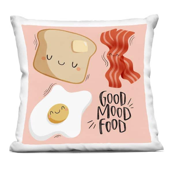 Stupell Industries Good Mood Food Breakfast Pink Abstract Polyester 18 in. X 18 in. Throw Pillow