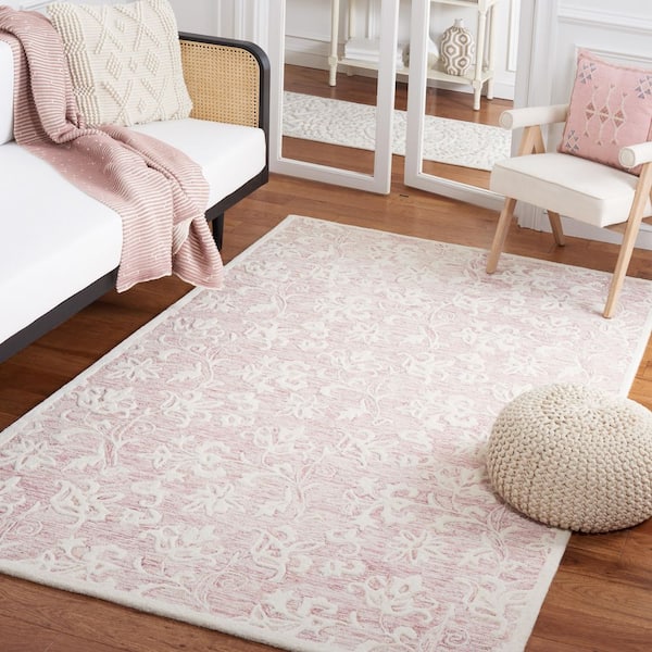 Metro Pink/Ivory 4 ft. x 6 ft. High-Low Floral Area Rug