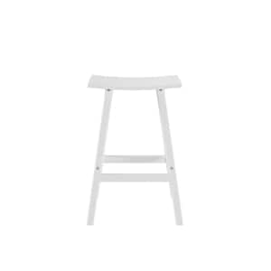 Franklin White 29 in. Poly HDPE Fade Resistant Outdoor Patio Saddle Seat Pub Height Bar Stool