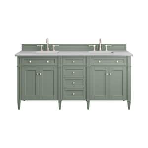 Brittany 72.0 in. W x 23.5 in. D x 33.8 in. H Bathroom Vanity in Smokey Celadon with Arctic Fall Solid Surface Top