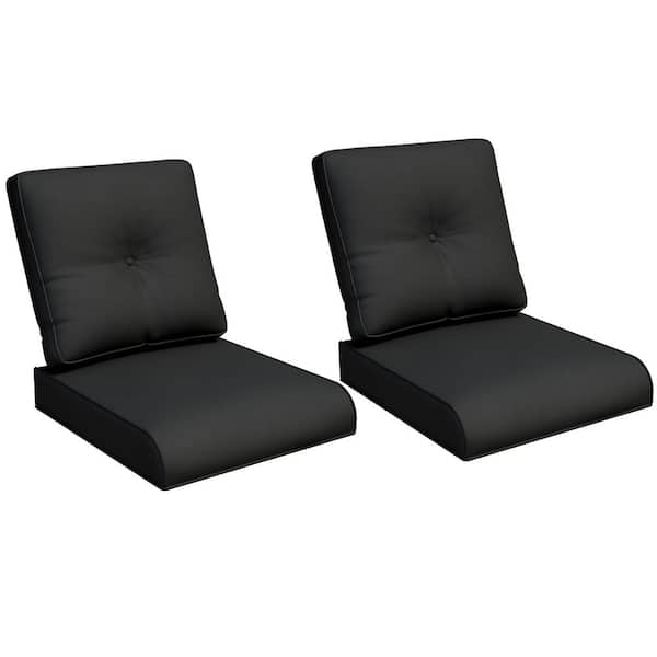 JOYSIDE 22 in. x 24 in. 2-Piece Outdoor Patio Replacement Cushion Outdoor Lounge Chair Cushion in Black