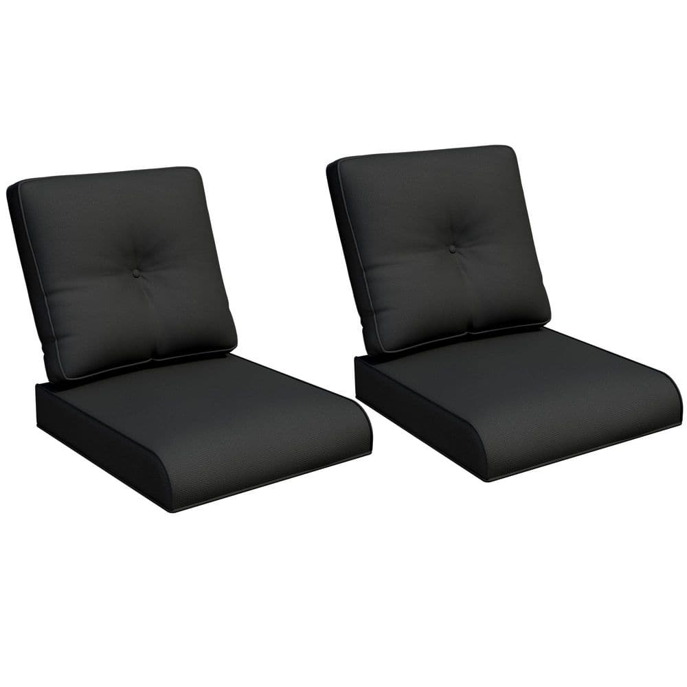 22 in. x 24 in. 2-Piece Thick Outdoor Patio Replacement Cushion Set with Zipper Design for Lounge Chairs in Black price history on PriceWatchPro