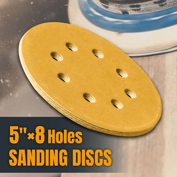 POWERTEC 5 in. A/O Hook and Loop 8-Hole Sanding Disc Assortment