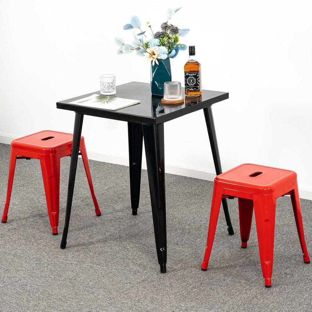 Industrial 18in. H Red Backless Stackable Metal Frame Bar Stools Set of 2 for Indoor Outdoor Kitchen price history on PriceWatchPro