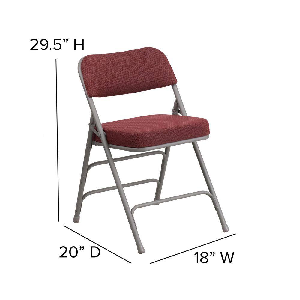 Burgundy Fabric Armless Metal Folding Chair