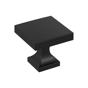 Pedestal 1-1/16 in. (27mm) Classic Matte Black Square Cabinet Knob (10-Pack)