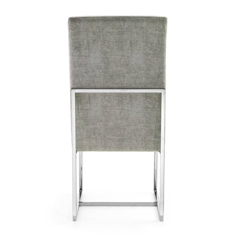 Elevated Parsons Velvet Arm Chair in Steel with Sleek Metal Base