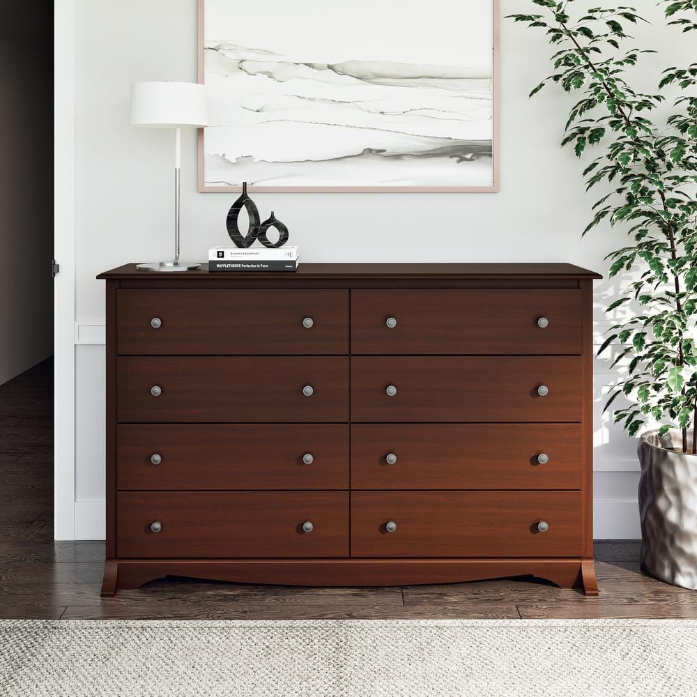 Cherry Monterey Double Dresser with 8 Deep Drawers and Roller System