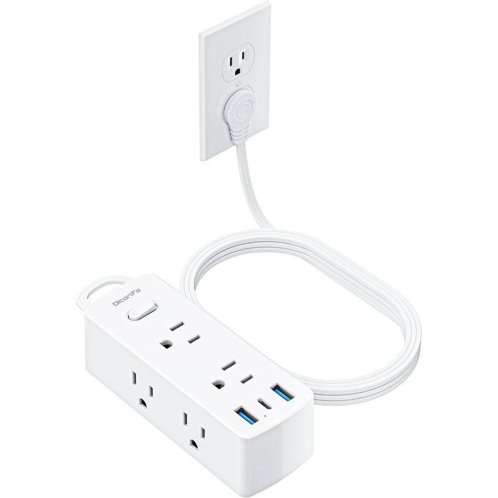 6-outlet Ultra Thin Flat Plug Power Strip Surge Protector 5ft Extension Cord with 3USB-1 USB C in white price history on PriceWatchPro