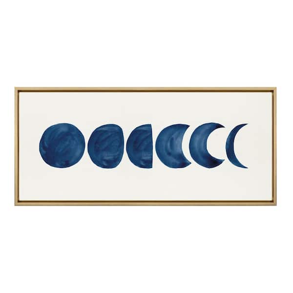 Kate and Laurel Linear Moon Phases by Teju Reval Framed AstronomyCanvas Wall Art Print 40.00 in. x 18.00 in.